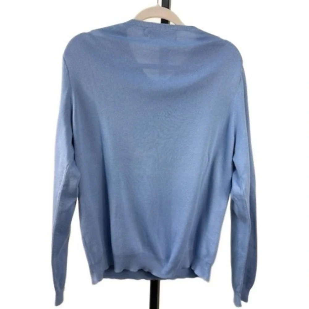 Polo Ralph Lauren Sweater Men's Size Large Light Blue 100% Pima Cotton V‎ Neck